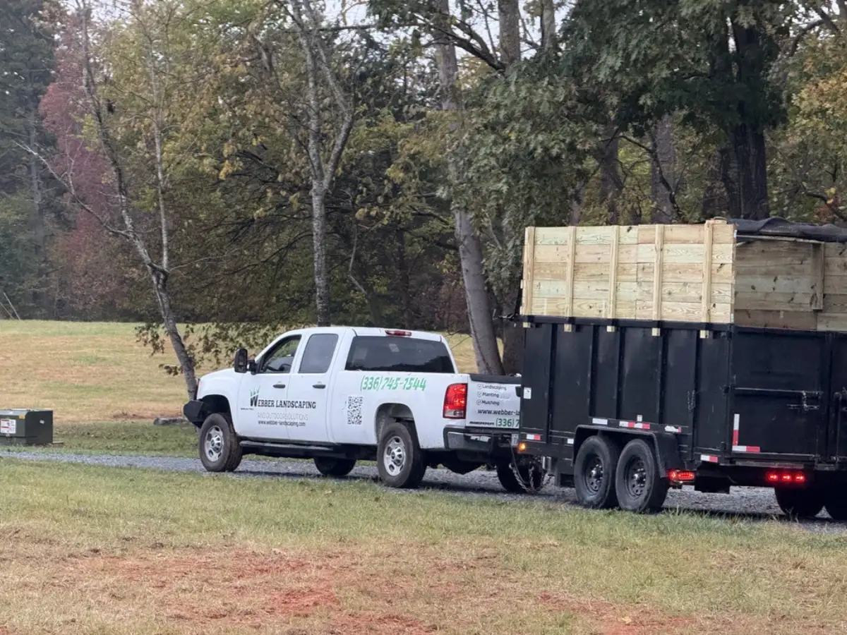 Webber Landscaping branded truck on a commercial jobsite