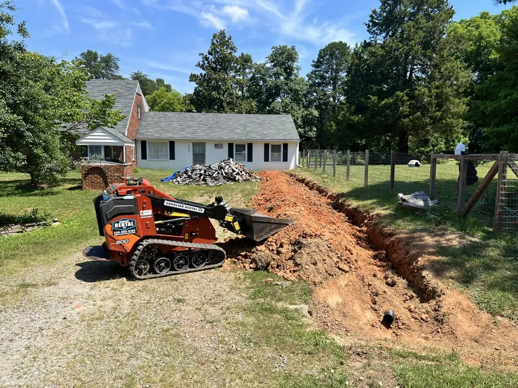 Yard regrading and drainage correction project in the Piedmont Triad