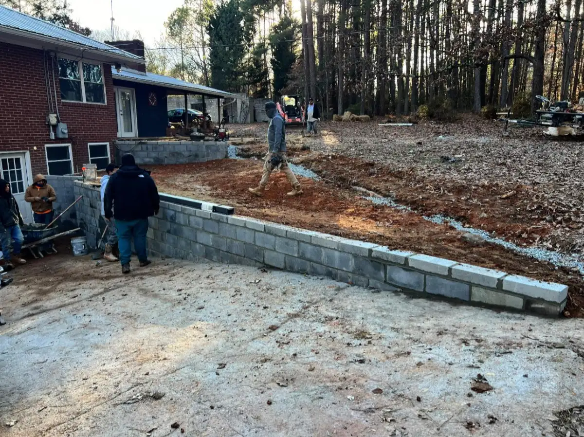 Retaining wall installation in High Point NC